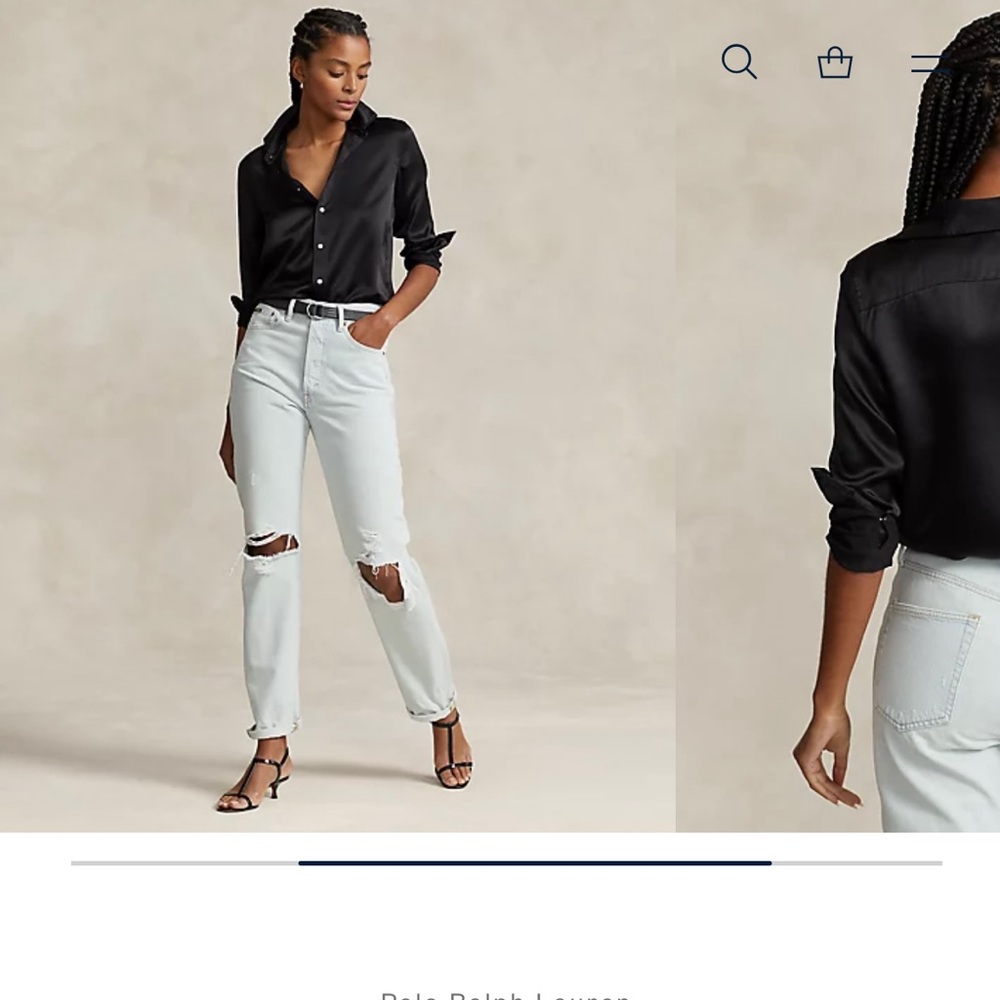 Ralph Lauren Classic Fit Silk Shirt in Black.  Retail: $299